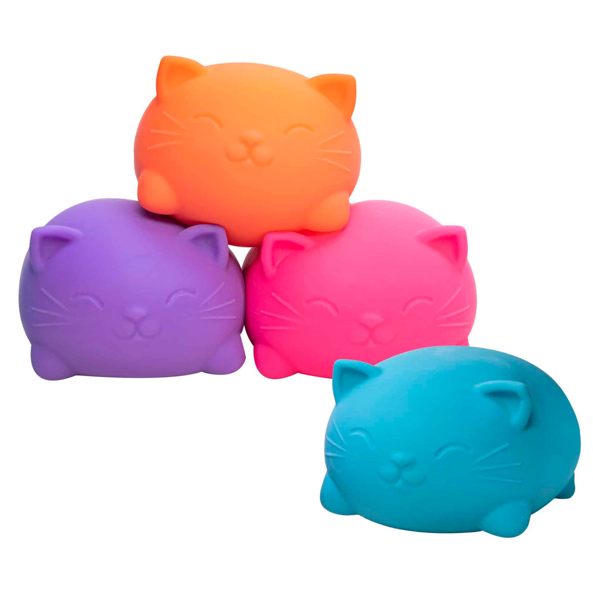 NeeDoh Super Cool Cats - Group Stacked - Pink Orange Blue Purple