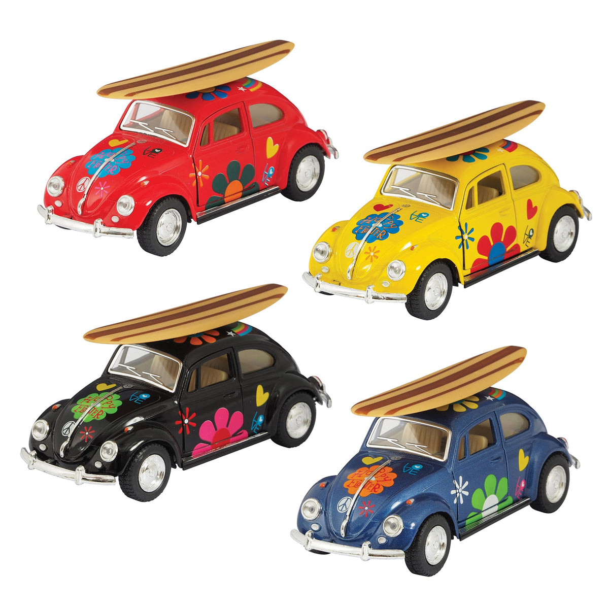 Diecast 1967 VW Beetle with Surfboard