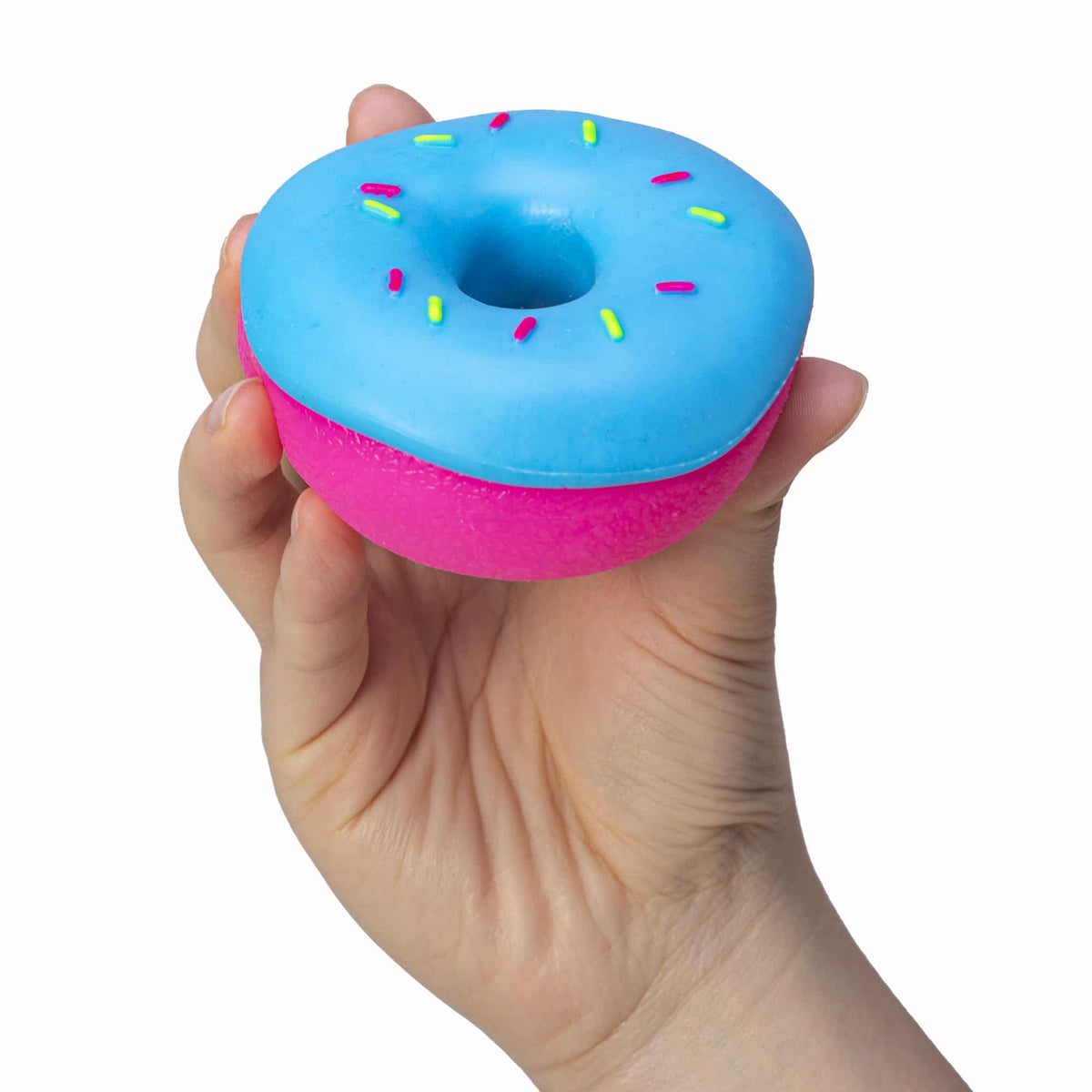 NeeDoh Dohnuts Pink with Blue Frosting - In Hand