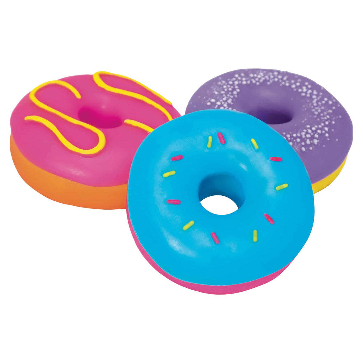 NeeDoh Dohnuts Group of three - Pink, Blue, and Purple frosted