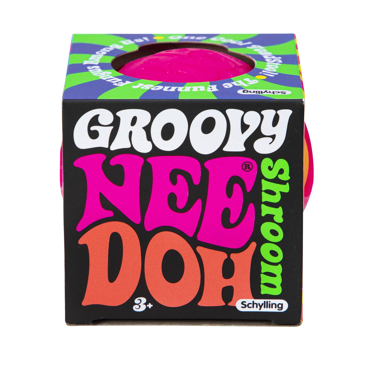 NeeDoh Groovy Shroom - Package Front - Orange with Pink Top Mushroom