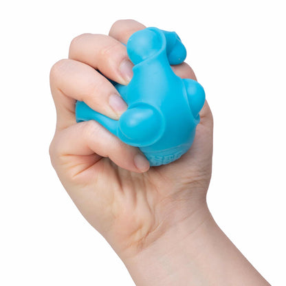 NeeDoh Happy Snappy - Hand squeezing blue Happy Snappy