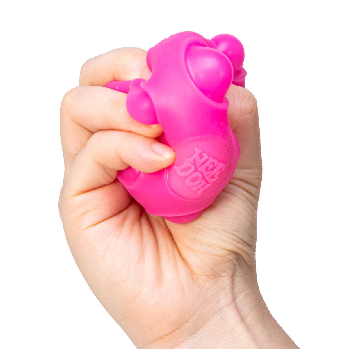 NeeDoh Happy Snappy - Hand squeezing pink Happy Snappy