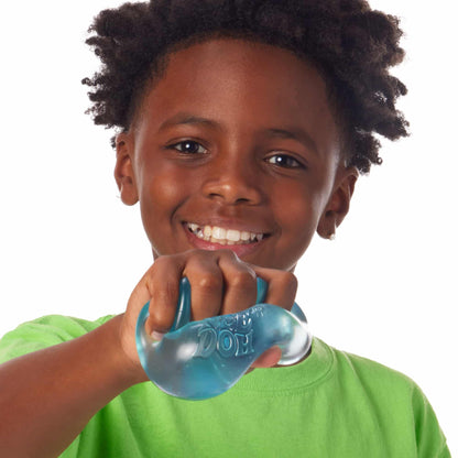 NeeDoh Nice Cube Lifestyle of boy squeezing blue Nice Cube