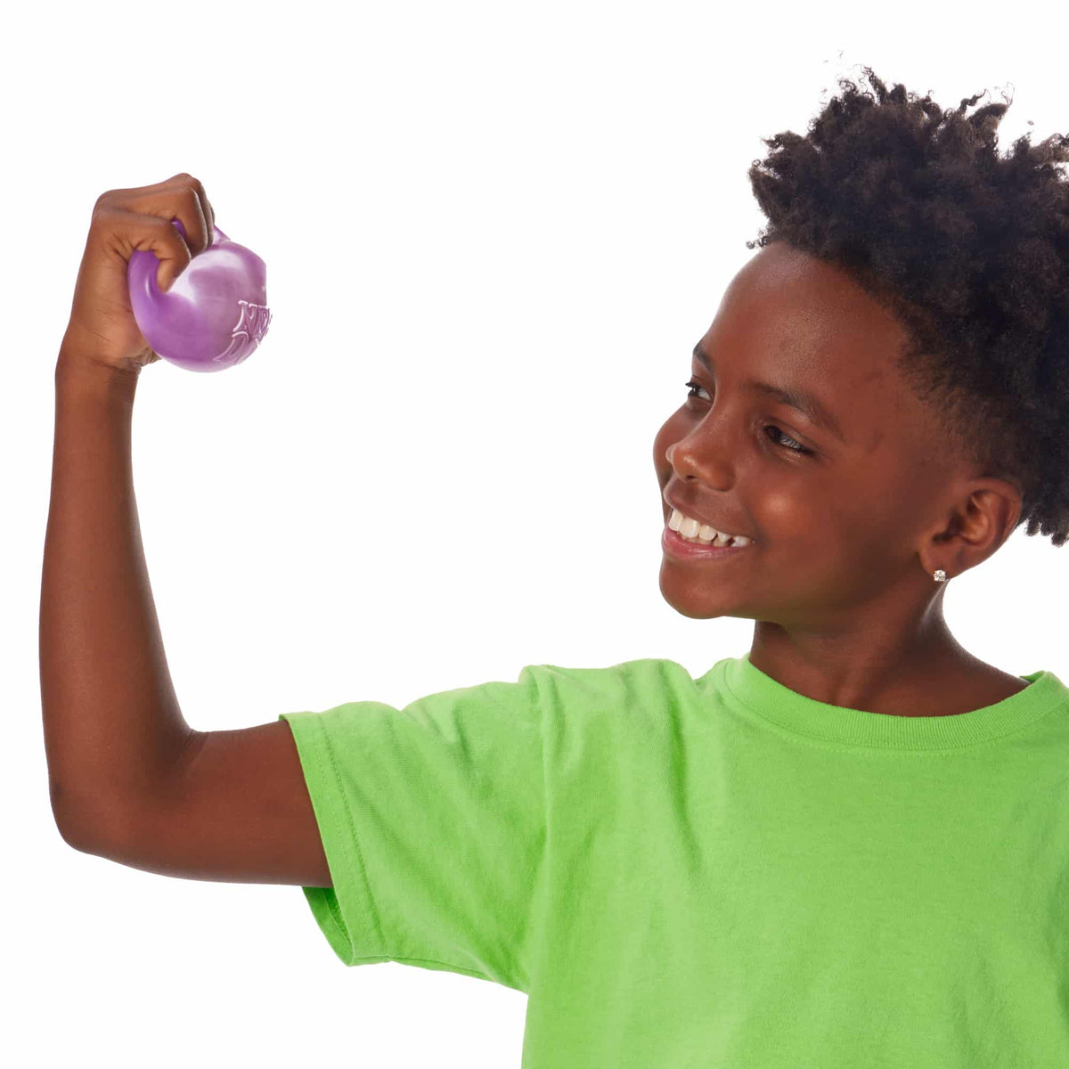 NeeDoh Nice Cube Lifestyle of boy squeezing purple Nice Cube