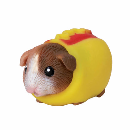 Party Animal squishy Guinea pig toy in a hotdog costume